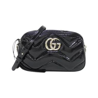 Gucci Pre-owned GG Marmont Patent Shoulder Bag - Dames - Pre-owned - Zwart - Maat: ONE Size Synthetisch