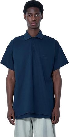 Balenciaga Gelaagd Piqu&eacute; Poloshirt met Logo - Heren - Polos - Blauw - M - Katoen - Tops