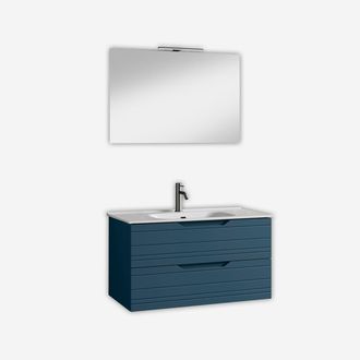 Aqa Mobile Bagno Sospeso Con Specchio E Lavabo Solmira 90 - Blu