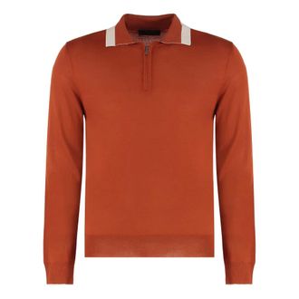 Moorer Truien & Vesten, Heren, Oranje, M, Katoen, Knit Polo