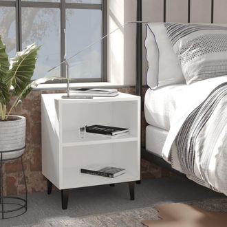 vidaXL Vidaxl - Mesitas De Noche Con Patas De Metal 2 Uds Blanco 40x30x50 Cm