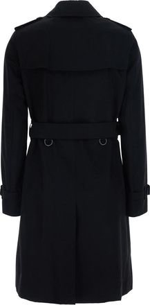 Burberry Womens Short Trench Coat Kensington Black Cotton