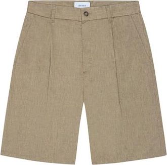 Les Deux Reece Pleated Slub Suit Pants - Heren - Korte Broeken - Groen - W30 - Katoen - Korte Broeken
