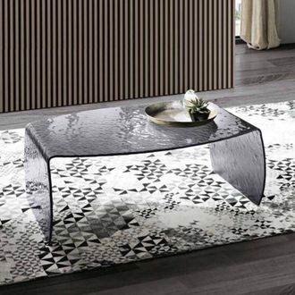 Capodarte Tavolino basso in vetro temperato curvato fume elmo