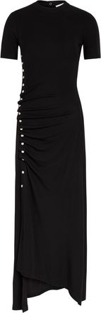 Paco Rabanne Gathered Asymmetric Stretch-jersey Midi Dress - Black - 40 (UK12 / M)