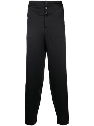Saint Laurent buttoned silk tapered trousers - men - Silk - 52 - Black