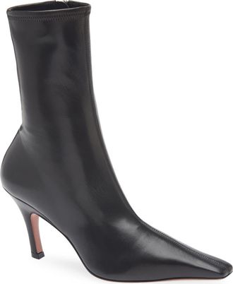 Amina Muaddi Jamie Stretch Bootie in Stretch Nappa Black at Nordstrom, Size 10.5Us