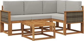 vidaXL Conjunto De Sof&aacute;s De Exterior 5 Uds. Natural Y Gris Claro Vidaxl