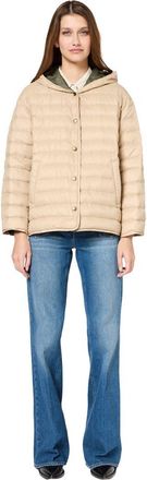 Gerard Darel Serena Quilted Hooded Reversible Jacket in Sand at Nordstrom, Size Medium