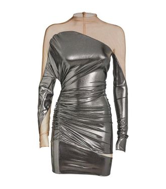 MUGLER Metallic Impossible Neckline Mini Dress Size XXS