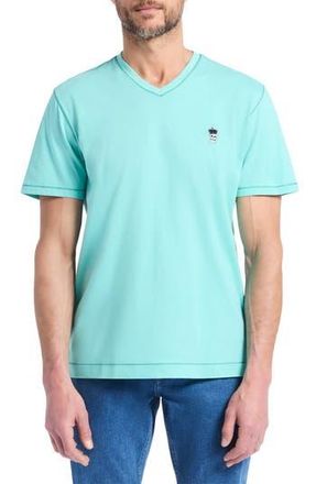 Robert Graham Damien V-Neck Knit T-Shirt in Seafoam at Nordstrom Rack, Size Xx-Large