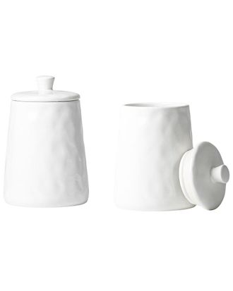 10 Strawberry Street Set Of 2 Artisan Angular Medium Ceramic Canisters