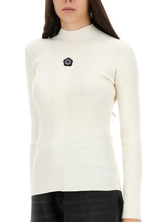Kenzo Embroidered Viscose Sweater - White