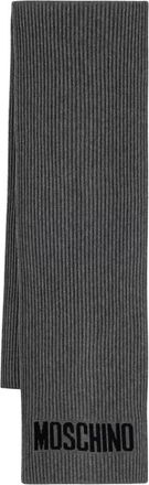 Moschino Ribbed Logo Sjaal - Heren - Wintersjaals - Grijs - ONE Size - Wol - Accessoires