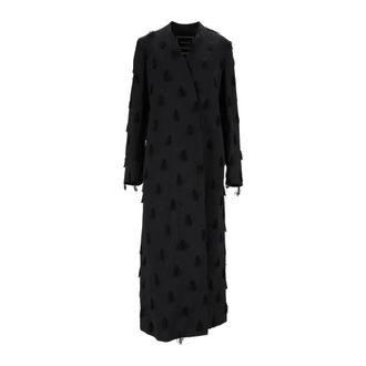 Fabiana Filippi Cappotto senza rever in fil coup&eacute; ciuffi - Dames - Mantel - Blauw - M - Jassen