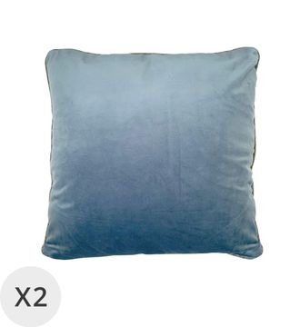 Moycor Set 2 cojines terciopelo azul 45 x 45 cm