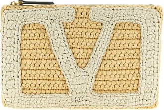 Valentino Garavani Natural/White Viva Small Superstar Clutch