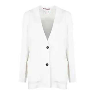 Tommy Hilfiger Linnen blazer met relaxte pasvorm - Dames - Jassen - Wit - Maat: S Linnen