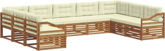 vidaXL Conjunto De Sof&aacute;s De Exterior 9 Uds. Natural Y Crema Vidaxl