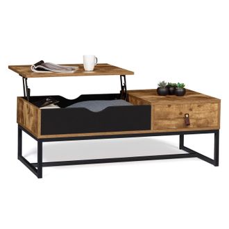 IDMarket Idmarket - Tavolino Chicago Con Piano Sollevabile, 1 Cassetto, Design Industriale