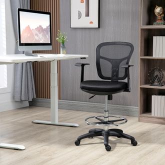 STILVORA Sedia Da Ufficio Ergonomica Con Braccioli E Poggiapiedi, Girevole, In Rete Nera, Per Ufficio E Home Office
