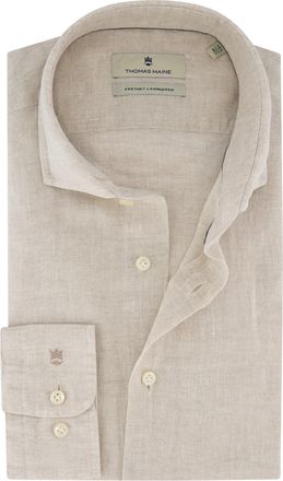 Thomas Maine overhemd linnen lichtbeige