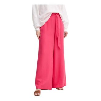 Gaud&igrave; Pantalones Anchos con Cintur&oacute;n de Lazo - Trousers - Mujer - Rosa - XS