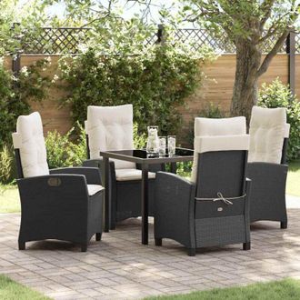 vidaXL Conjunto De Comedor De Jard&iacute;n 5 Pcs Negro Rat&aacute;n Sint&eacute;tico Vidaxl