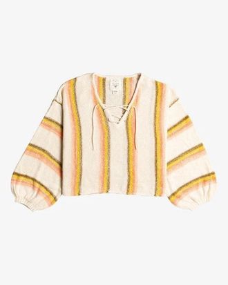 Billabong So Sweet Sweater Womens White Ribbed Cuffs Pullover JZZ315