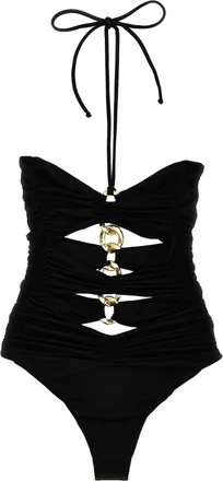 Elisabetta Franchi Chain-Detail Halter Swimsuit - Black