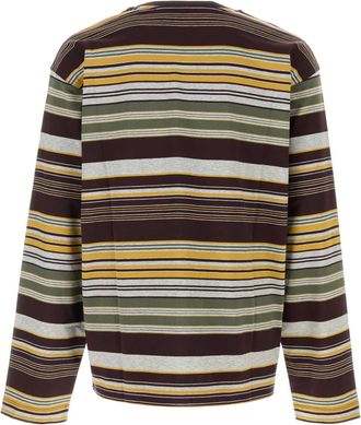 Dries Van Noten Mens Embroidered Cotton Oversize Hember T-Shirt Burgundy Exterior Exterior: T-shirts And Polos