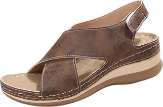 Generic Wedge Sandal For Women Summer All-Day Comfortable Sandals Ergonomic Design Wedge Toe Sandals Mitigate Foot Fatigue Functional Shoes Adjustable Back An