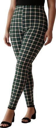 Jessica London Everyday Stretch Cotton Legging in Mystic Pine Mini Plaid at Nordstrom, Size 20