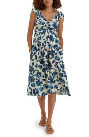 Nom Maternity Cheri Fit & Flare Maternity Dress in Ikat Floral at Nordstrom, Size Small