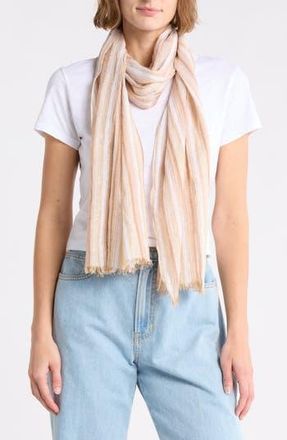 La Fiorentina Stripe Metallic Thread Scarf in Ivory/Gold at Nordstrom Rack