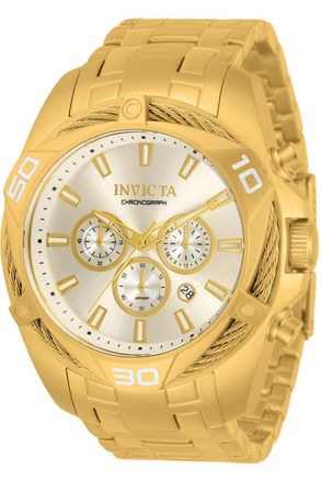 Invicta Bolt 34123 Heren Horloge - Quartz Uurwerk - Roestvrij Staal met gouden Wijzerplaat - 50mm