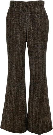 Fendi Wide Trousers, female, Brown, Size: XS Wool and Alpaca Pants