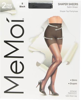 MeMoi Satin Sheer Shaper Opaque Tights in Black at Nordstrom Rack, Size X-Large
