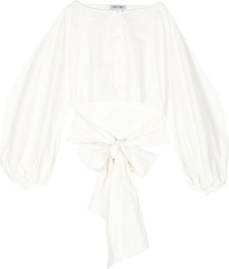 Del Core Boat-neck Tie-waist Poplin Top