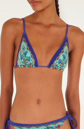Farm Rio Fruit Beauty Triangle Bikini Top in Faded Green at Nordstrom, Size X-Small