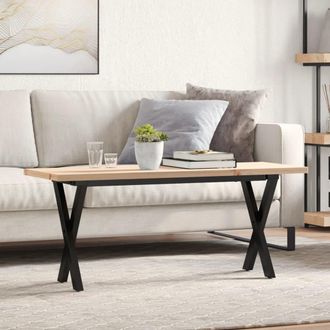 vidaXL Vidaxl - Mesa De Centro Marco X Madera Maciza Pino Y Acero 110x40x45,5cm
