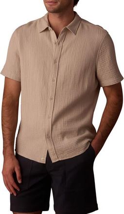 The Normal Brand Kalo Cotton Gauze Short Sleeve Button-Up Shirt in Pumice at Nordstrom, Size Xx-Large