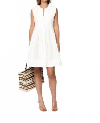 Suncoo Conely Pleated Sleeveless Mini Dress In White