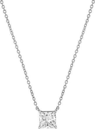 LuvMyJewelry Princess Charm 14K Gold Lab Grown Diamond Necklace - 1.50 ct in 14K White Gold at Nordstrom