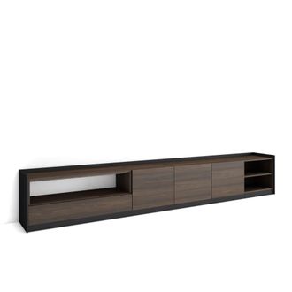 Skraut Home Mueble tv efecto madera roble oscuro y negro 310x37x50cm