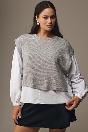 Maeve Long-Sleeve Twofer Sweater Vest