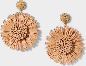 Simons Womens Large raffia flower earrings