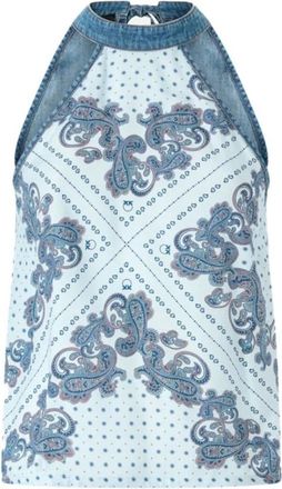 Pinko Zingarella Top - Dames - Tops zonder mouwen - Blauw - L - Katoen - Tops