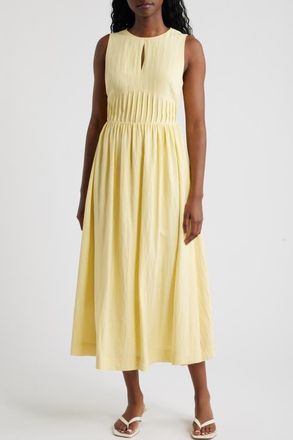Moon River Sleeveless Keyhole Midi Dress in Yellow at Nordstrom, Size X-Large