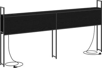 vidaXL Storage Headboard with Charging Station Black oak 200 cm vidaXL